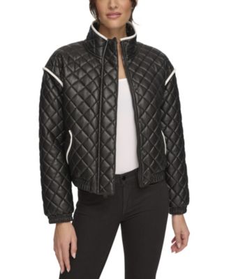 Shops contrasting faux leather jacket