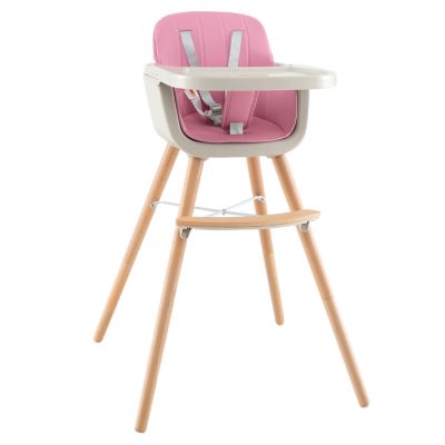 Slickblue Kids 3-in-1 Convertible Wooden High Chair with Cushion-Light Gray - Pink 99$