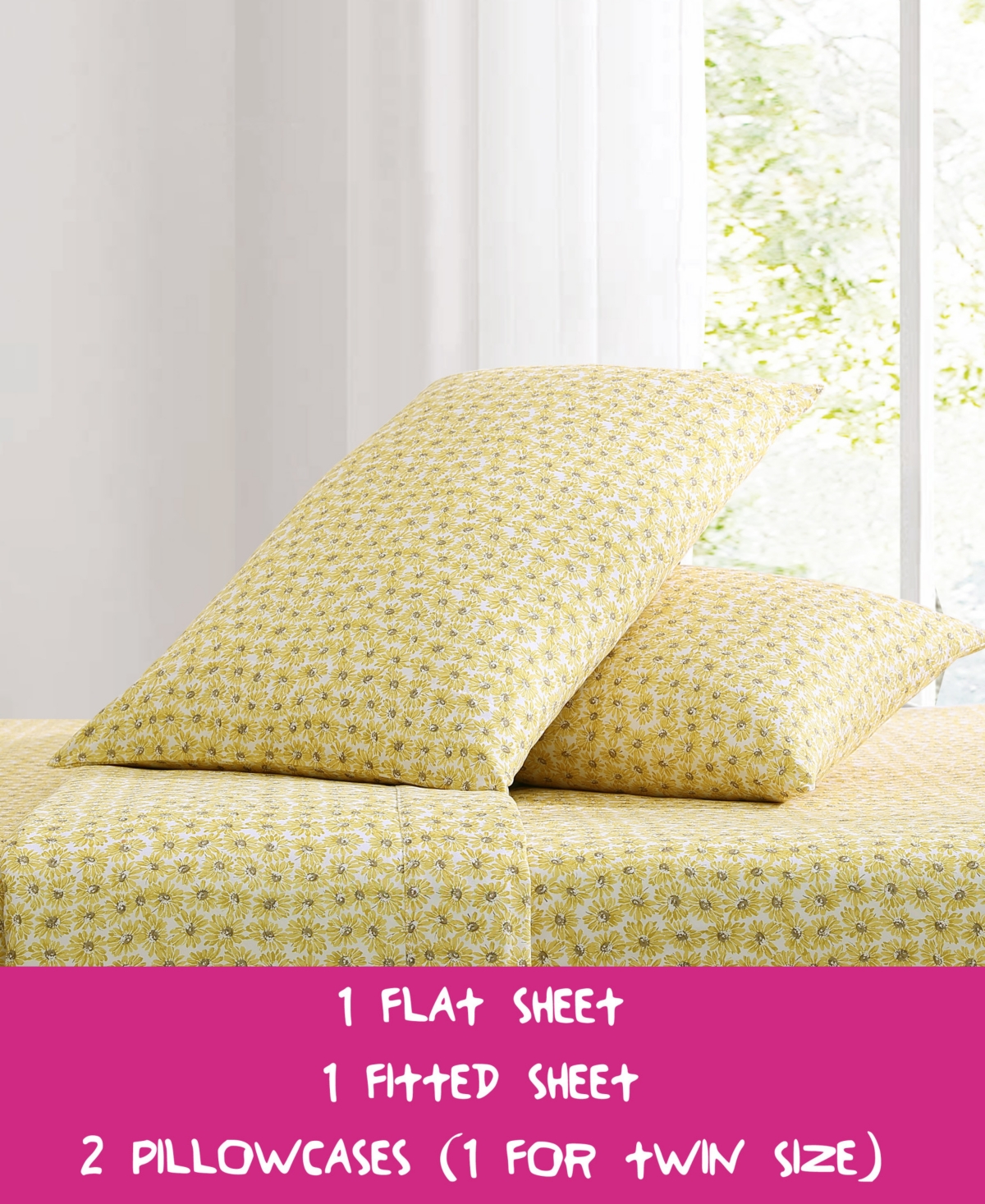 Betsey Johnson Sunflower Field Microfiber 4-Pc. Sheet Set