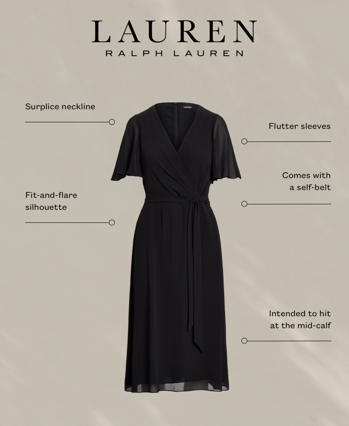 Shop Lauren Ralph Lauren Women's Belted Georgette Dress In Soft Laurel