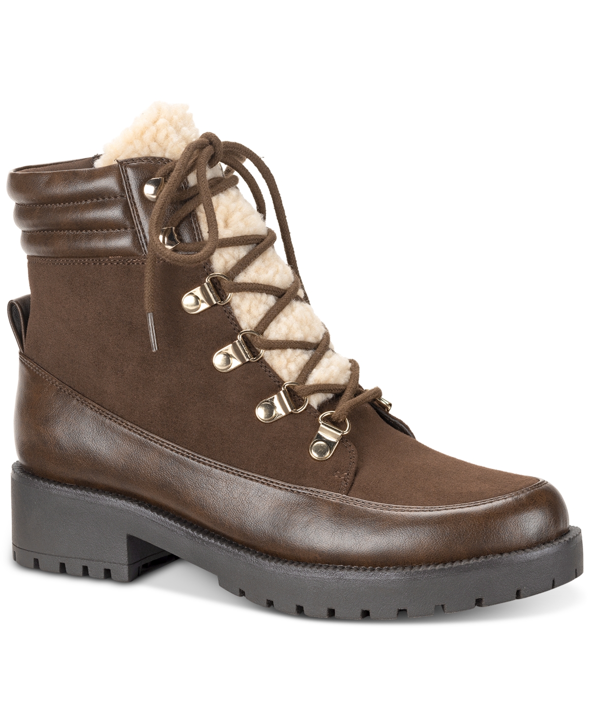 Style & Co Women's Fantasiaa Lace-up Winter Boots, Created For Macy's In Chocolate