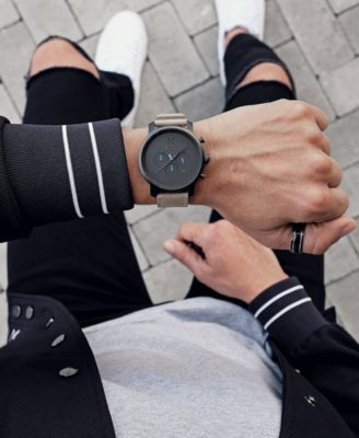 Men's Chrono Sandstone Leather Strap Watch 45mm