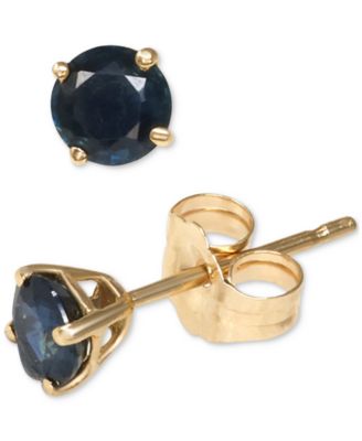 Macy's - Sapphire Round Solitaire Stud Earrings (5/8 ct. t.w.) in 14k Gold