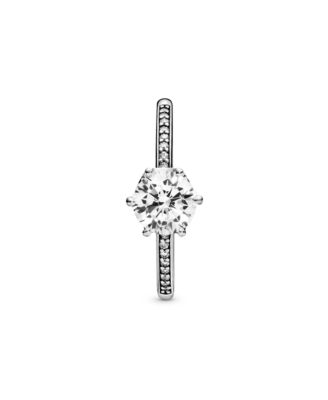 Cubic Zirconia Moments Clear Sparkling Crown Solitaire Ring