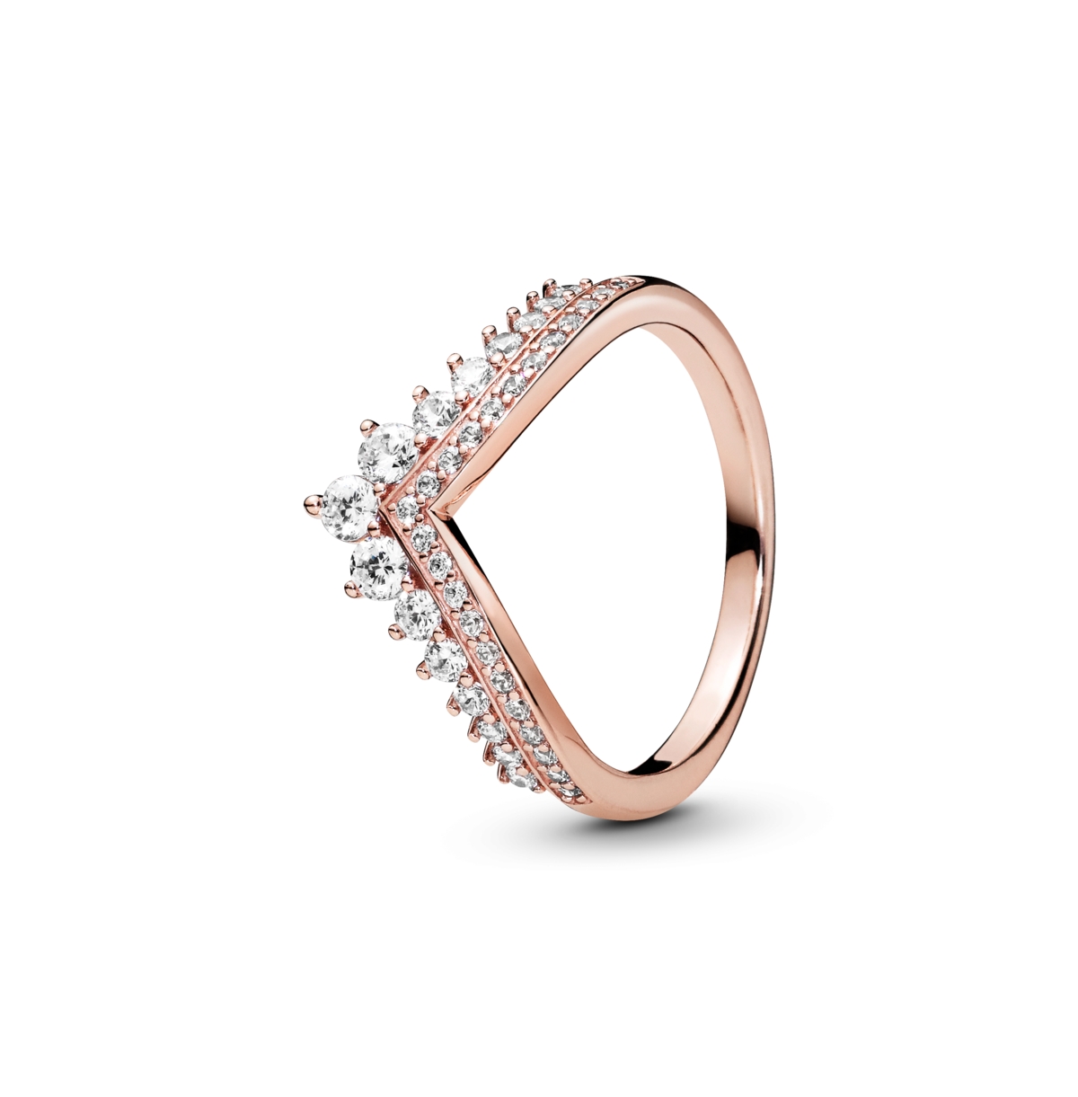 Pandora Cubic Zirconia Timeless Princess Wishbone Ring In Rose Gold