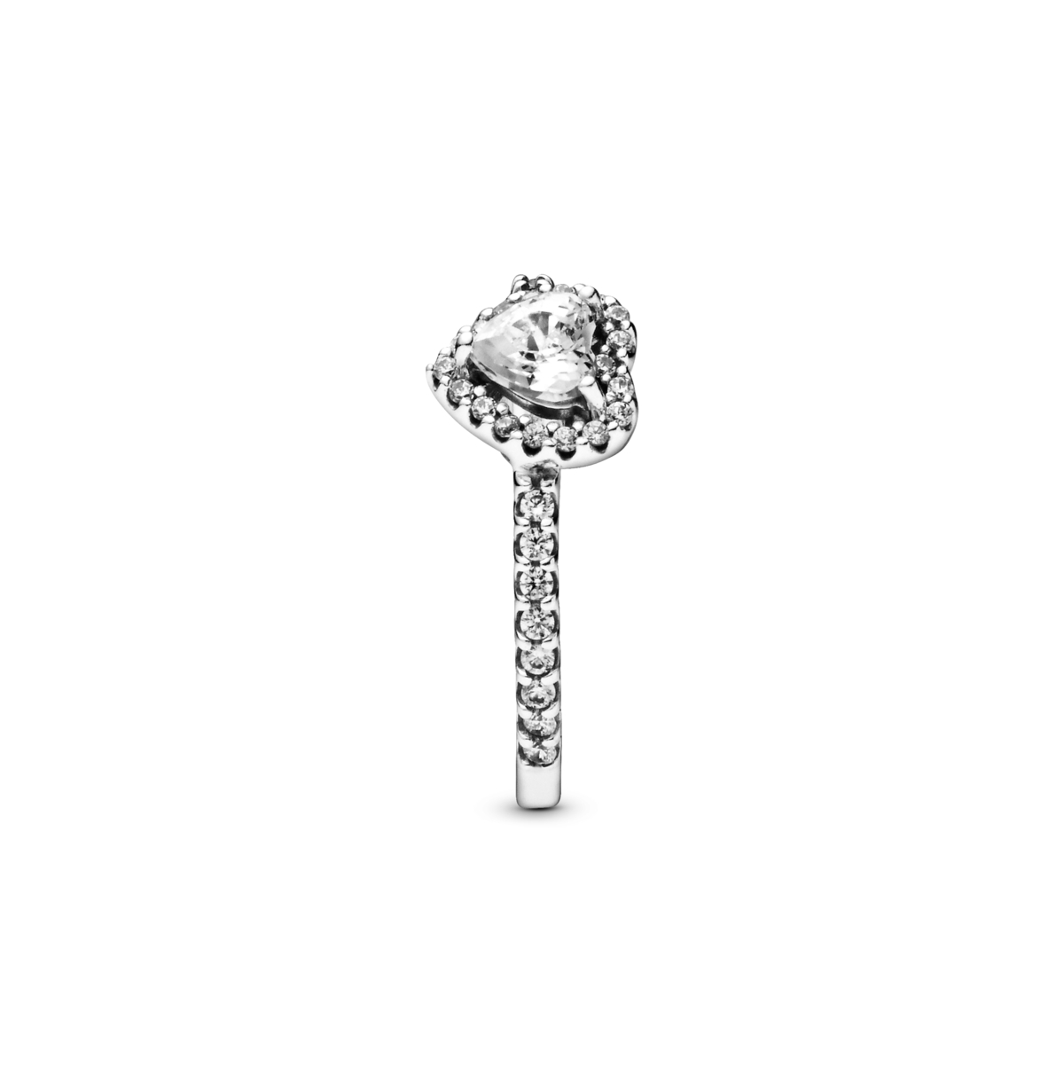 Pandora Cubic Zirconia Timeless Elevated Heart Ring In Silver