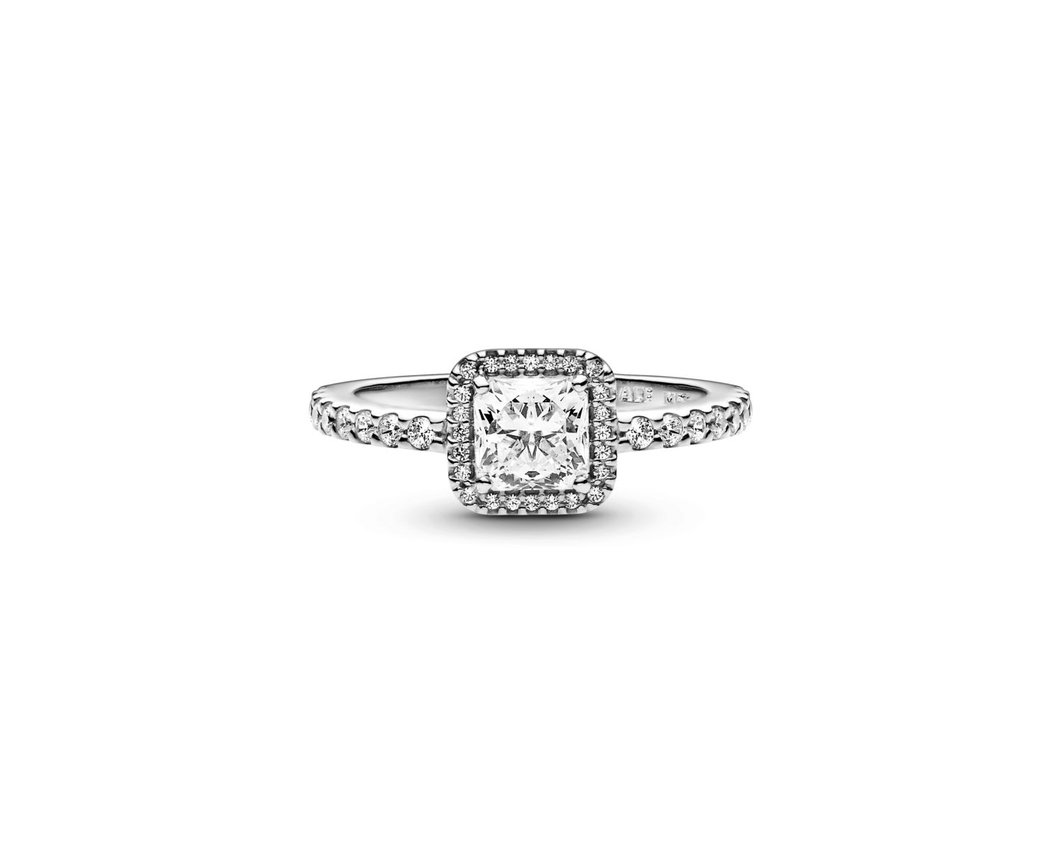 Cubic Zirconia Timeless Square Sparkle Halo Ring