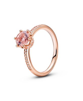 Cubic Zirconia Moments Pink Sparkling Crown Solitaire Ring