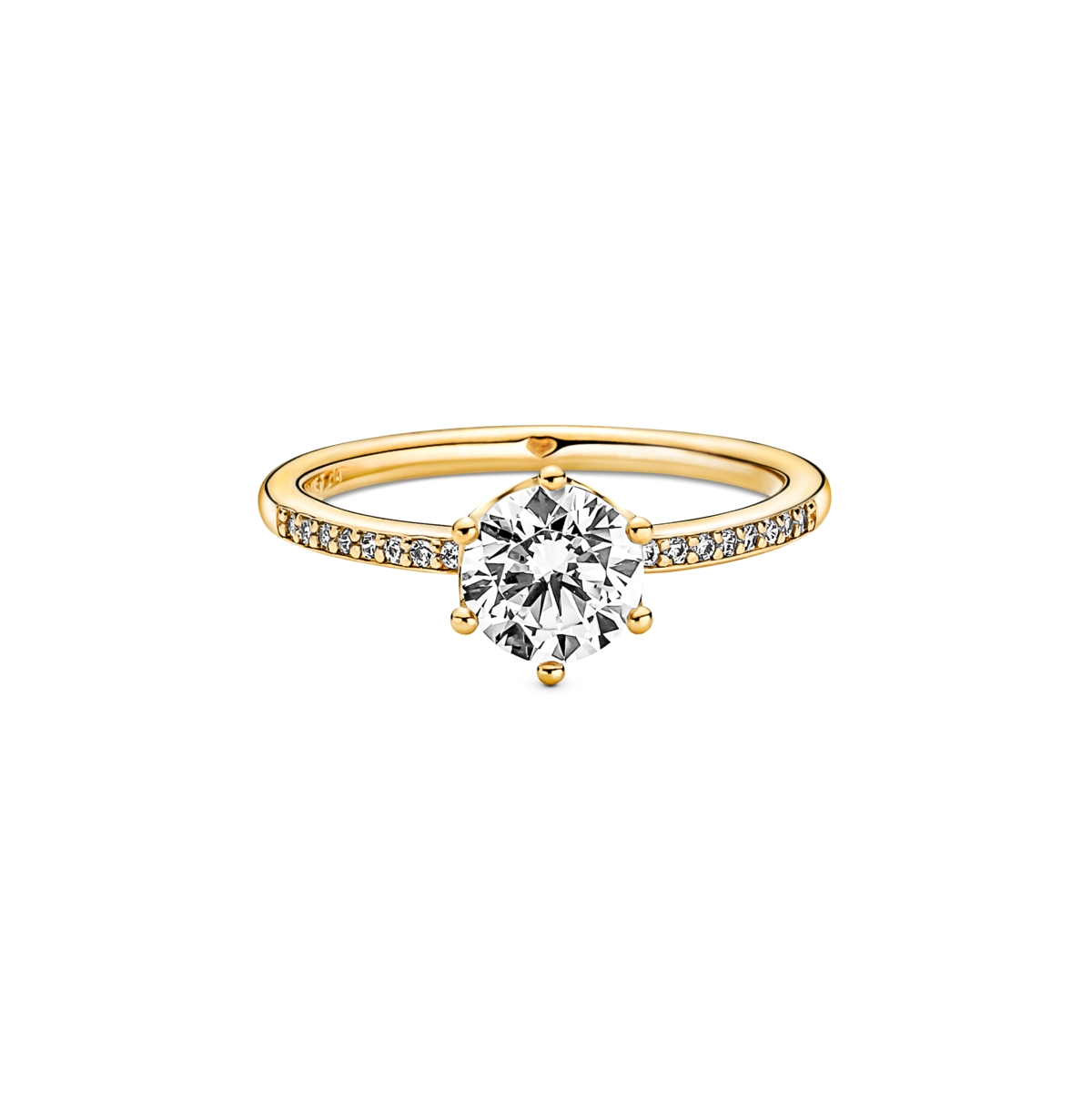 Pandora Cubic Zirconia Moments Clear Sparkling Crown Solitaire Ring In Gold