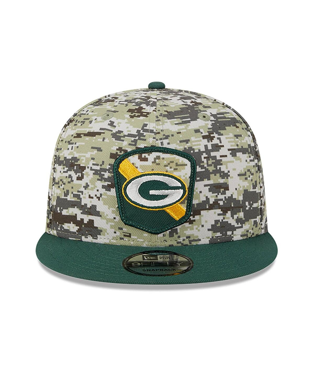 Shop New Era Men's  Camo, Green Green Bay Packers 2023 Salute To Service 9fifty Snapback Hat In Camo,green