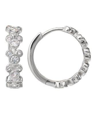 Mickey Mouse Silver Plated Cubic Zirconia Endless Hoop Earrings
