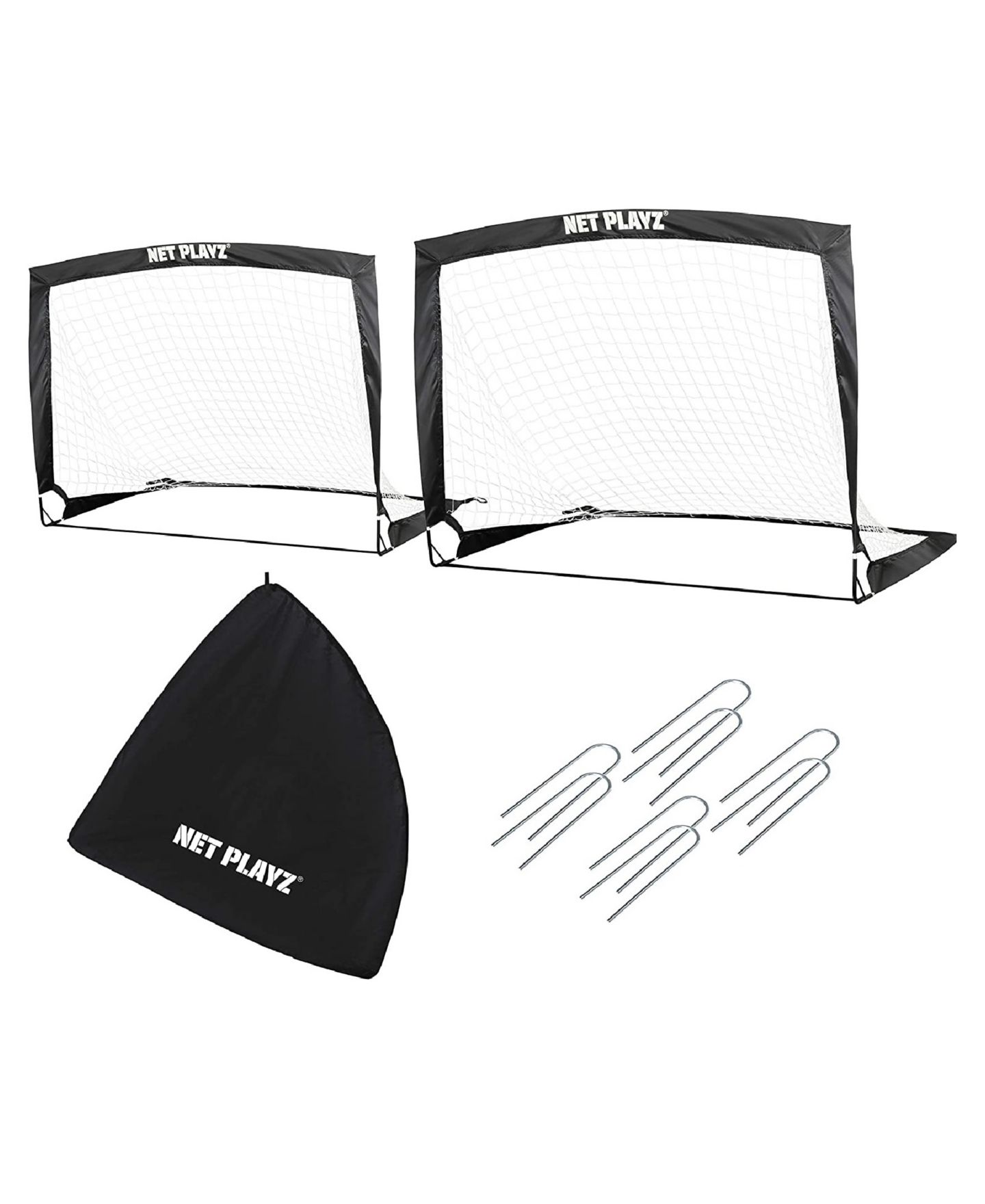 Детские игрушки NET PLAYZ Easy Playz Pop-up Portable Fiberglass Soccer Goals, 2-Piece Set, Ages 3+ — фото 1