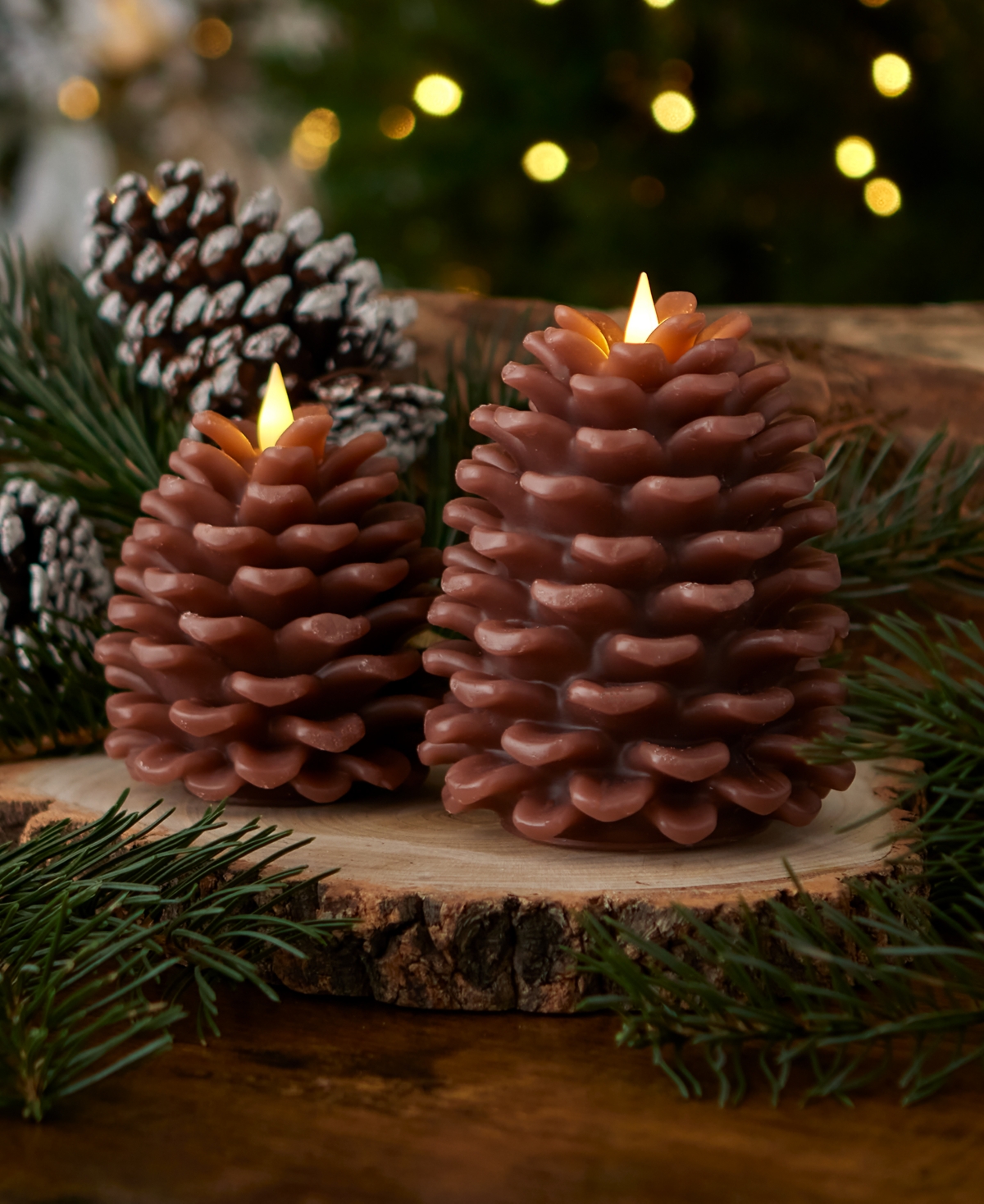 Shop Seasonal Pinecone Flameless Candle 4 X 4 In Brown