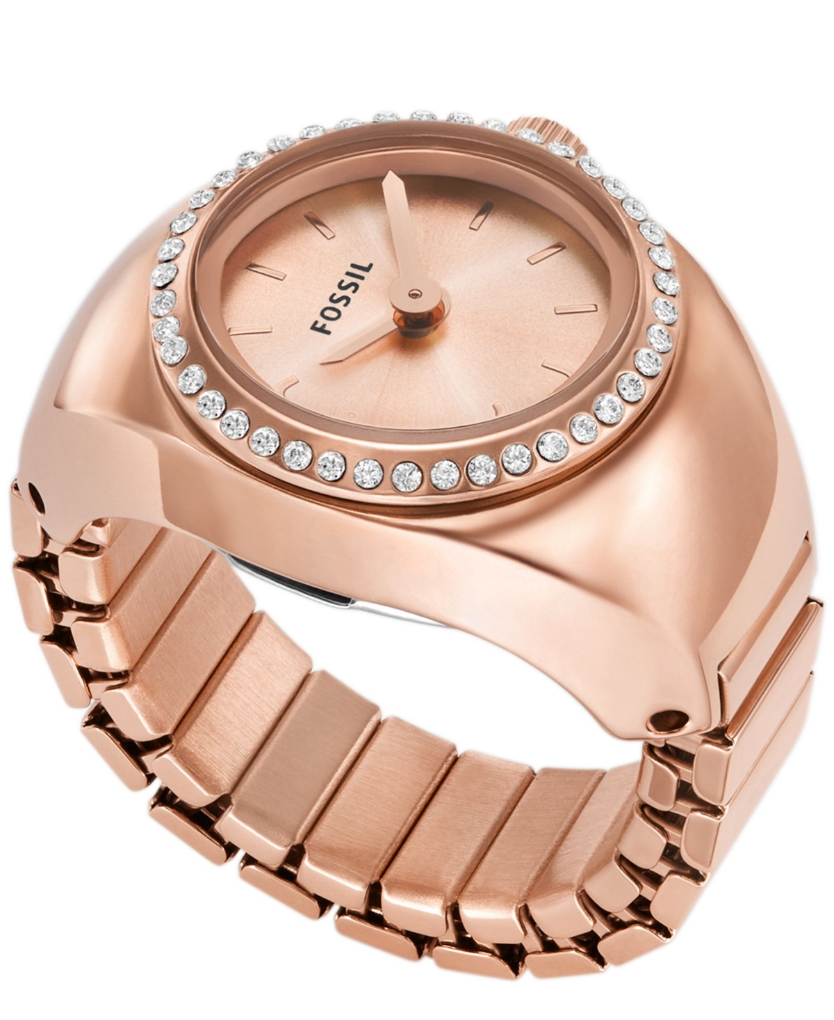 Fossil Women's Watch Ring Two-hand Rose Gold-tone Stainless Steel 15mm In Rose Gold Tone