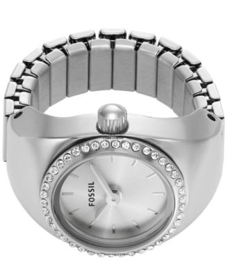Fossil Women's Watch Ring Two-Hand Silver-Tone Stainless Steel 15mm