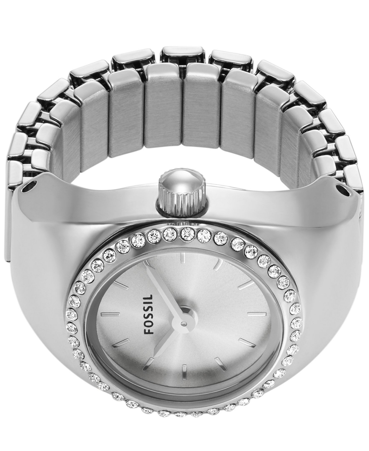 Shop Fossil Women's Watch Ring Two-hand Silver-tone Stainless Steel 15mm
