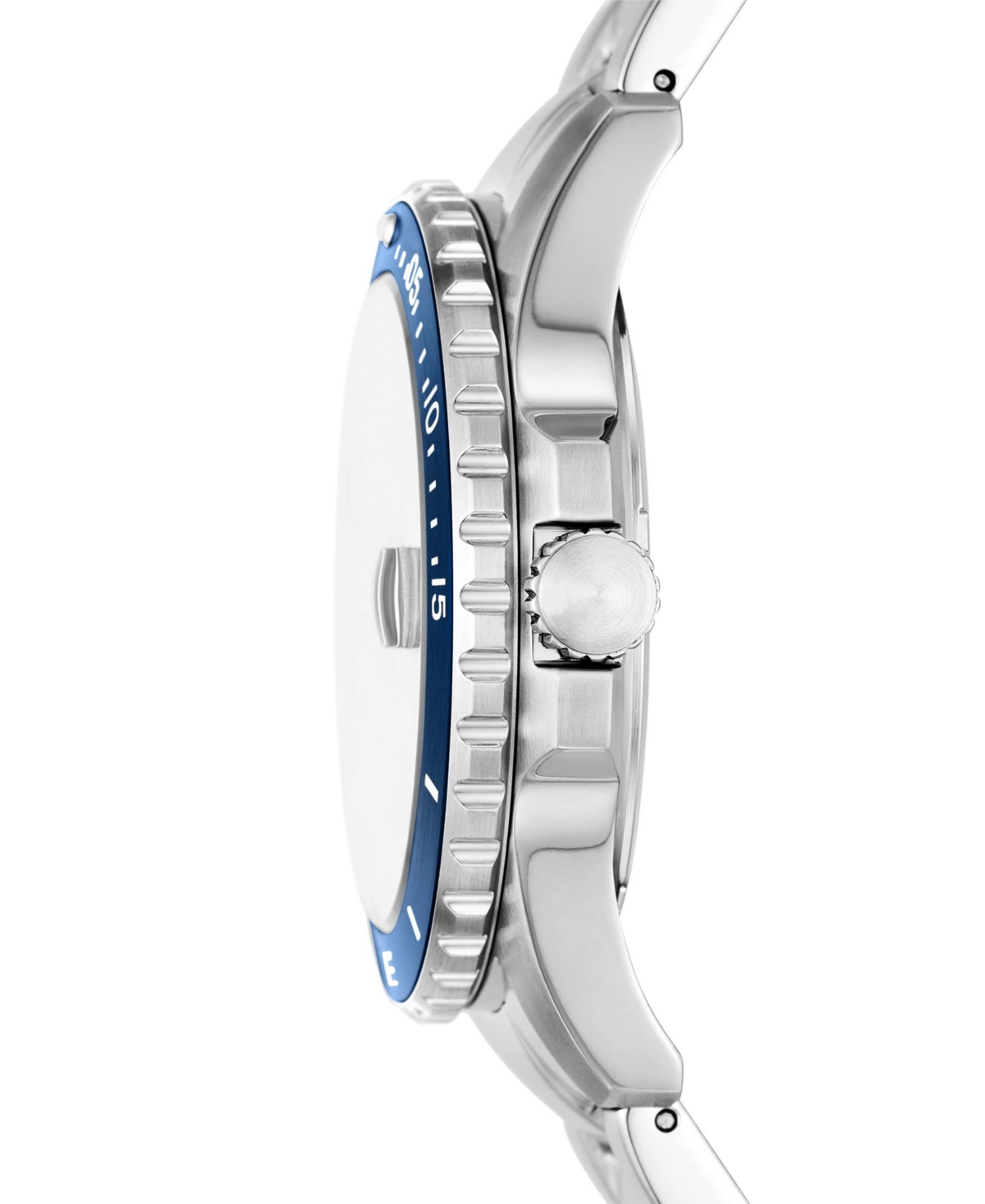 Fossil Men's Blue Dive Three-hand Date Silver-tone Stainless Steel Watch 42mm In Silver-tone