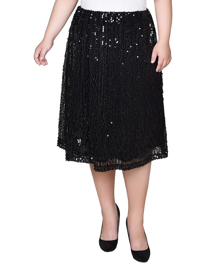 Plus Size Knee Length Sequined Skirt