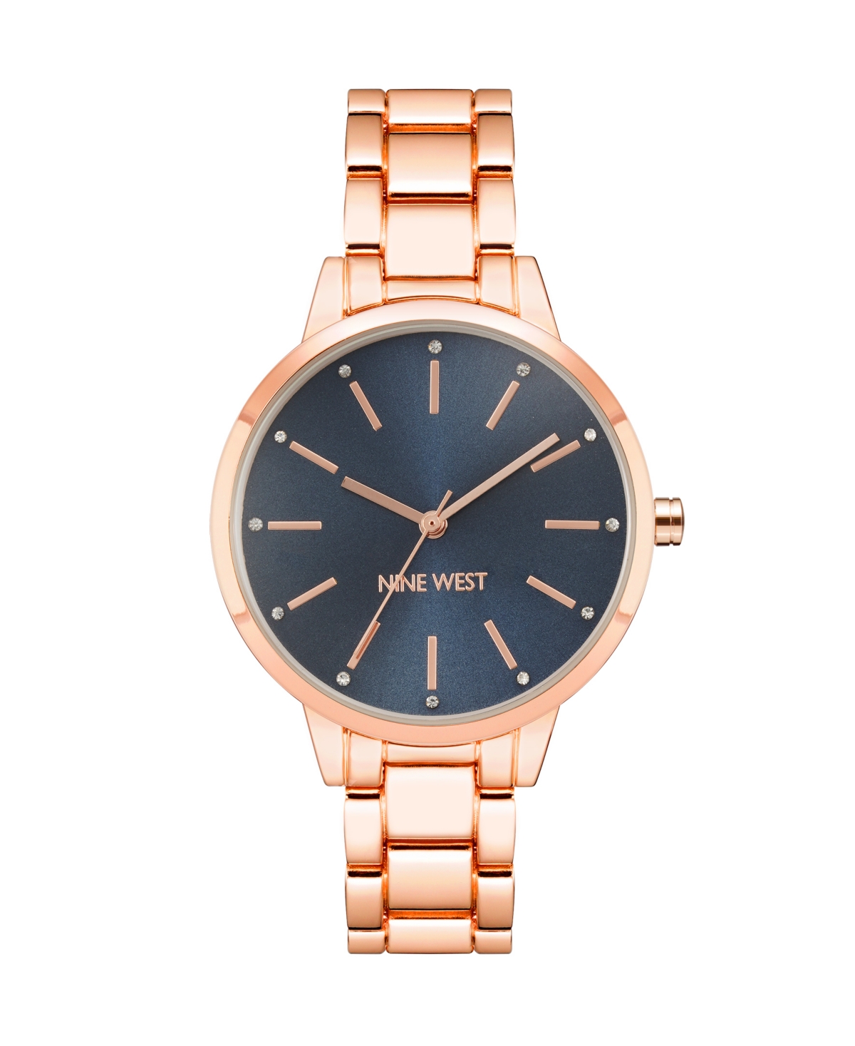 Women's Quartz Rose Gold-Tone Alloy Link Bracelet Watch, 36mm - Navy, Rose Gold-Tone