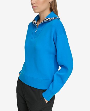 Dkny Jeans Women's Half-Zip Funnel-Neck Logo-Detail Sweater - Electric Blue  - The WiC Project - Faith, Product Reviews, Recipes, Giveaways
