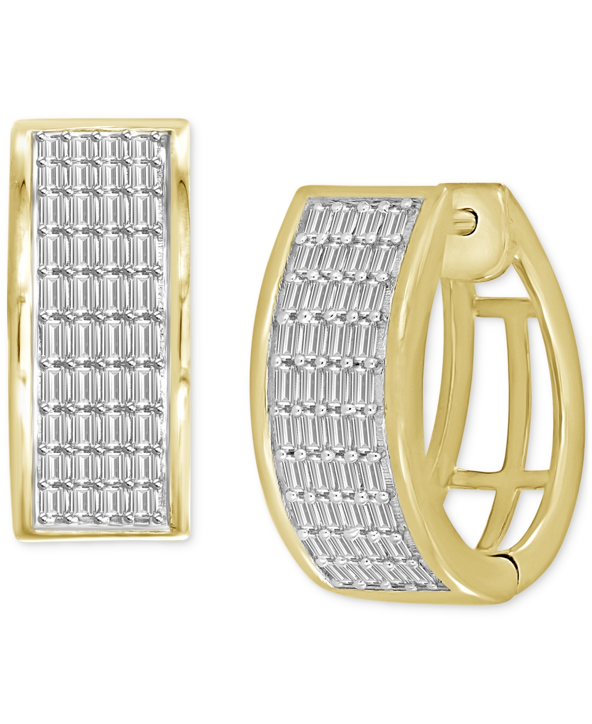 Macy's Diamond Baguette Hoop Earrings (1/2 Ct. T.w.) In 10k Gold In K Yellow Gold