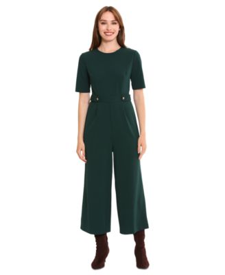 London Times - Women's Tab-Waist Cropped Jumpsuit
