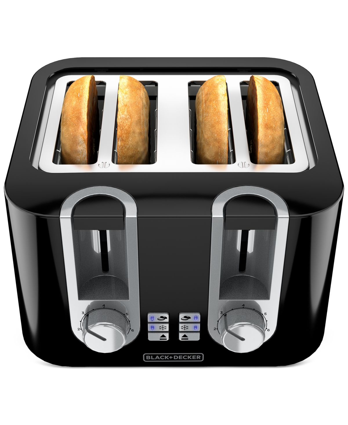 Black & Decker 4-slice Wide-slot High-lift Toaster In Black