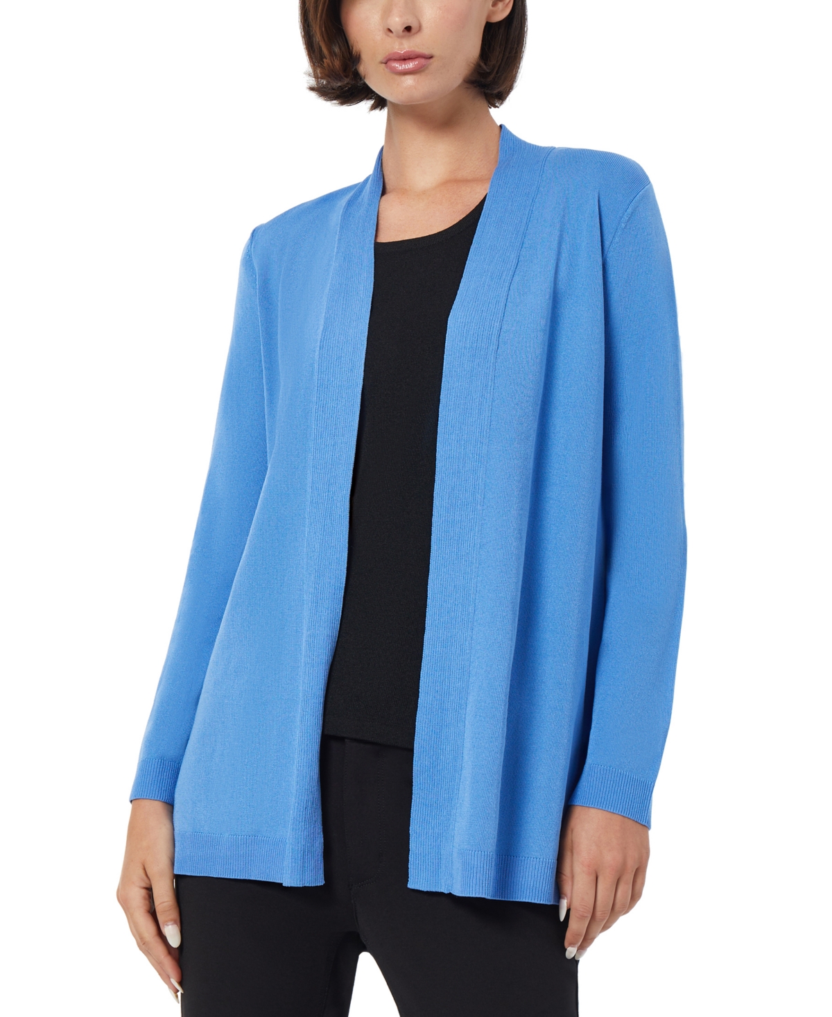 Shop Jones New York Petite Icon Open-front Relaxed Cardigan In Blue Horizon