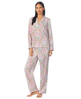 Lauren Ralph Lauren Plus Size Button-Front Top and Pants Pajama Set - Macy's