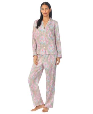 Lauren Ralph Lauren Women's Multi-Paisley Sateen Long-Sleeve Top and Pajama  Pants Set - Macy's