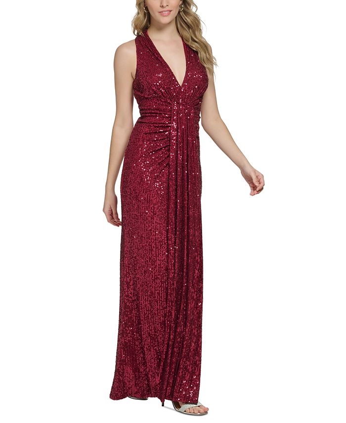 Eliza J Women's Halter-Neck Sequin Gown - Macy's