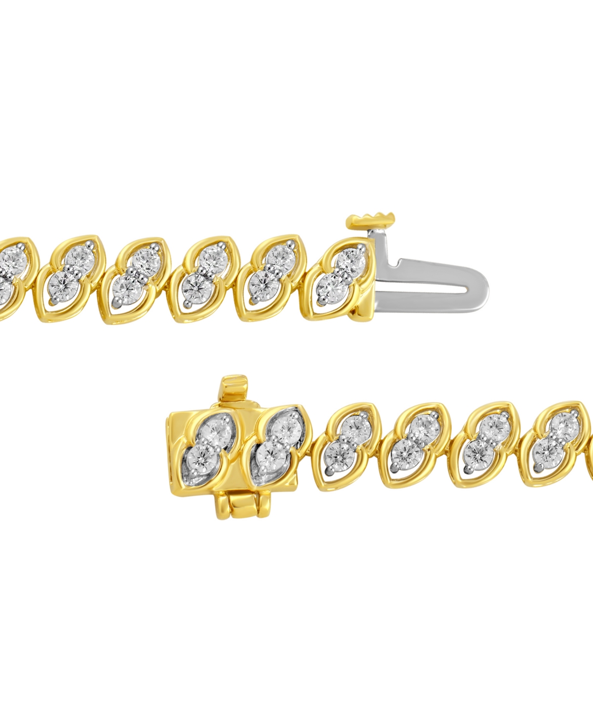 Shop Macy's Diamond Two-stone Link Bracelet (2 Ct. T.w.) In 10k Gold In Yellow Gold