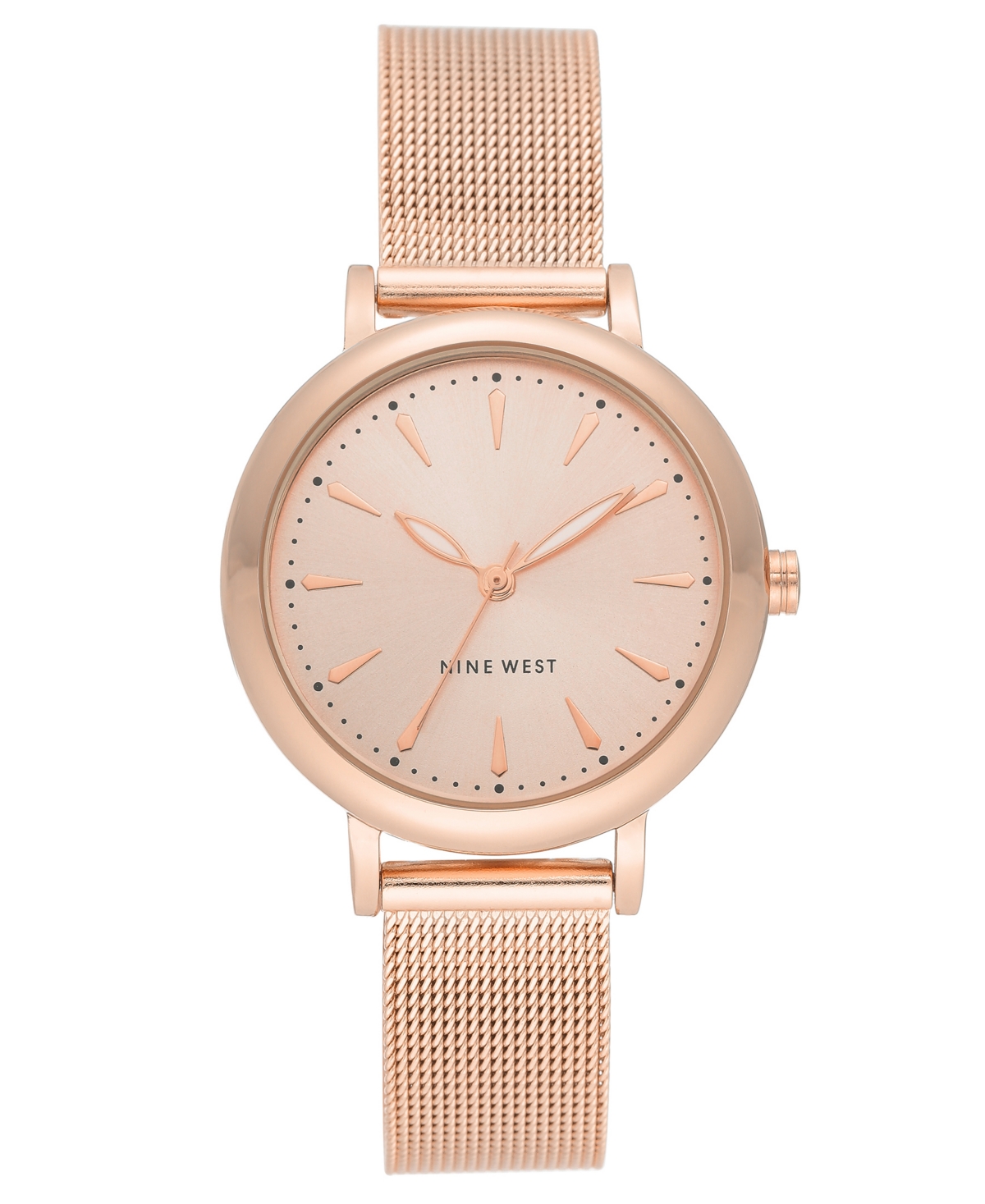 Nine West Women's Quartz Rose Gold-tone Stainless Steel Mesh Band Watch, 33mm