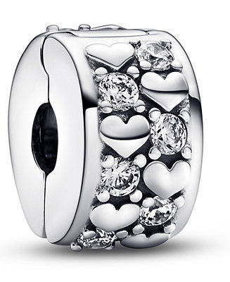 Pandora Cubic Zirconia Infinite Hearts Sparkling Clip Charm - Macy's