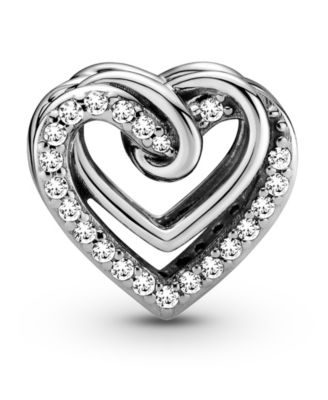 Cubic Zirconia Sparkling Entwined Hearts Charm