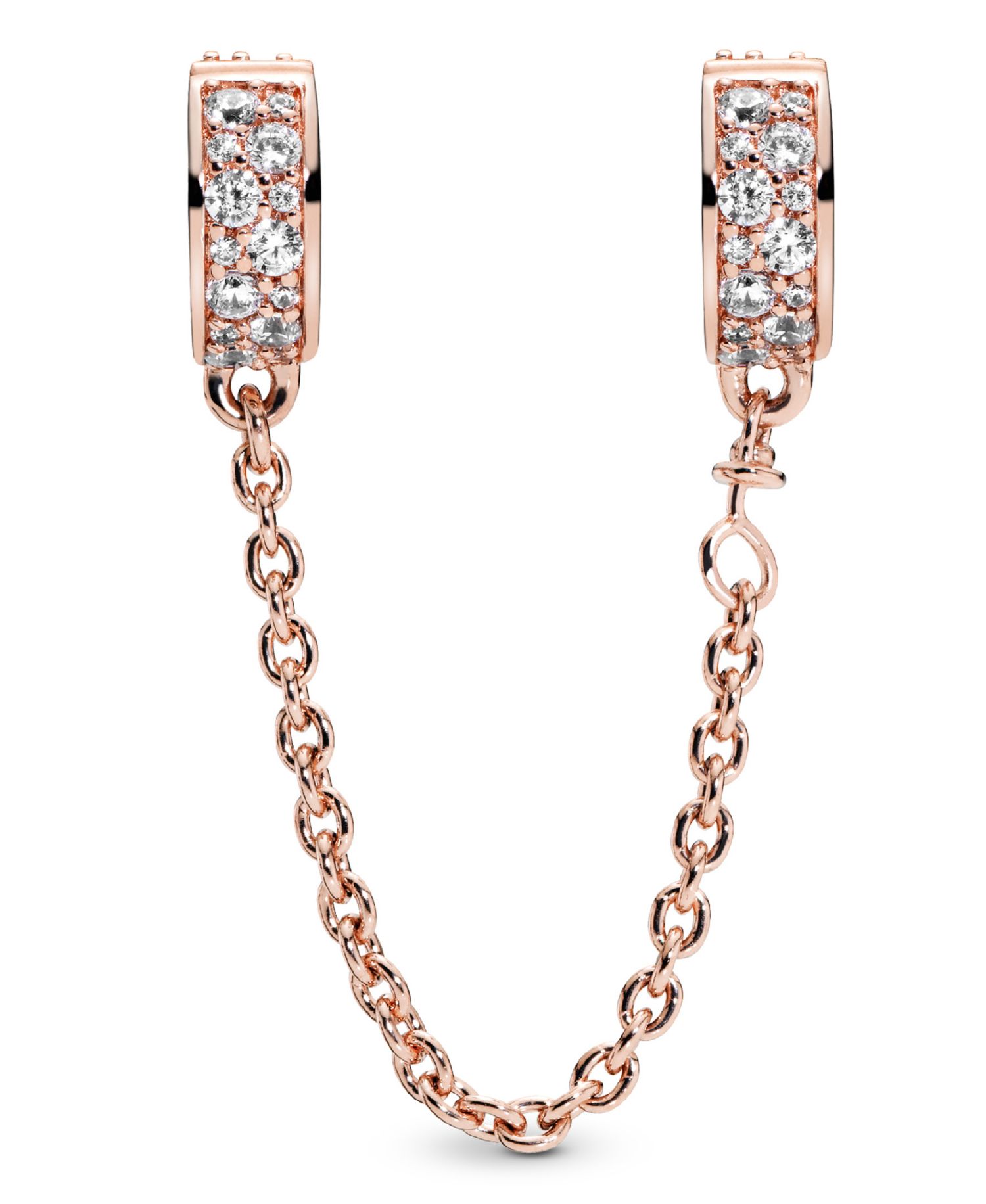 Sterling Silver Clear Pave Safety Chain Clip Charm