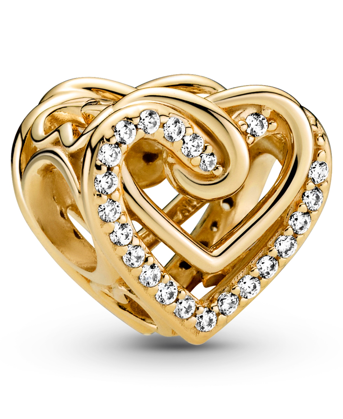Cubic Zirconia Sparkling Entwined Hearts Charm - Clear