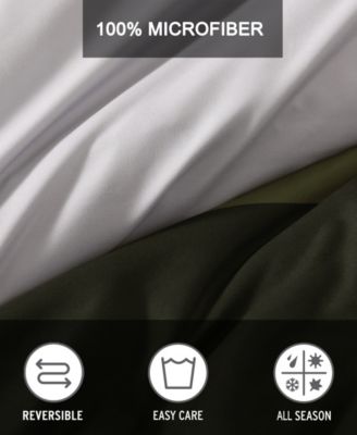 Eddie Bauer Skyline Stripe Reversible Comforter Sets In Olive Green,gray