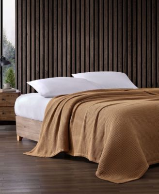 Solid Waffle Cotton Reversible Blanket, Full/Queen