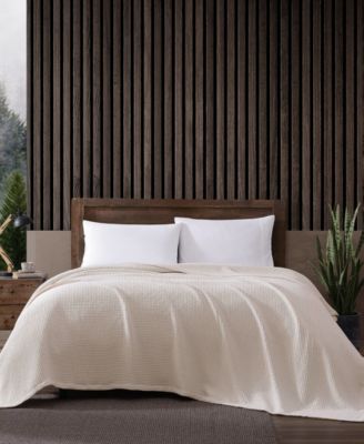 Solid Waffle Cotton Reversible Blanket, Twin