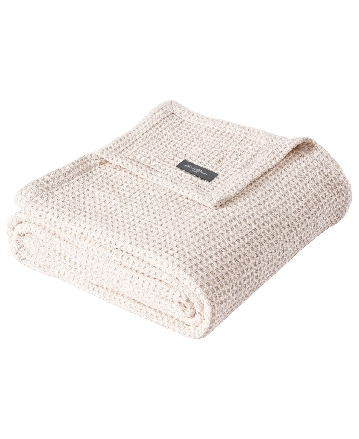 Eddie Bauer Solid Waffle Cotton Reversible Blanket, Twin In Winter Ivory White