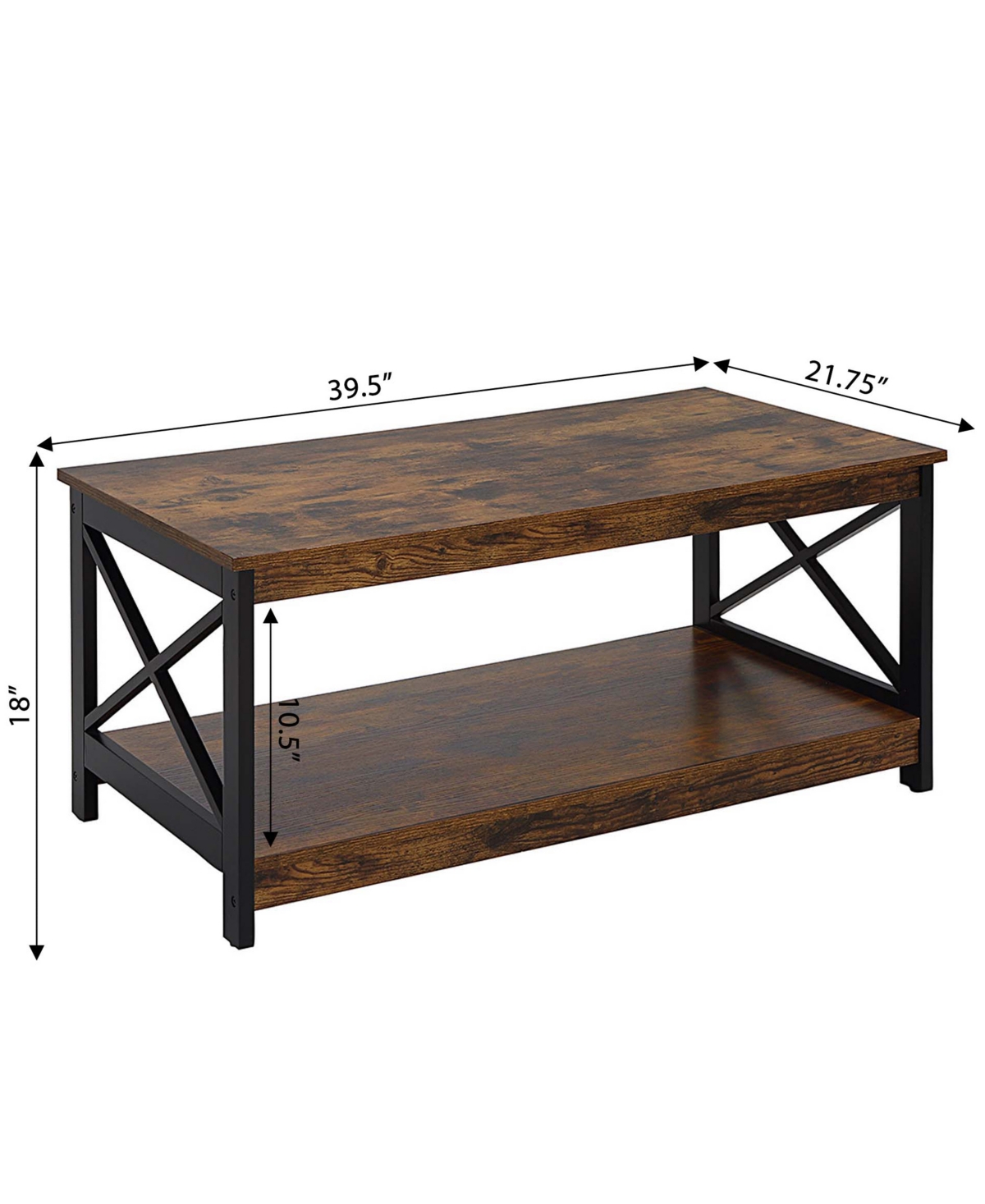 Convenience Concepts Medium-Density Fiberboard Oxford Coffee Table with Shelf - Black