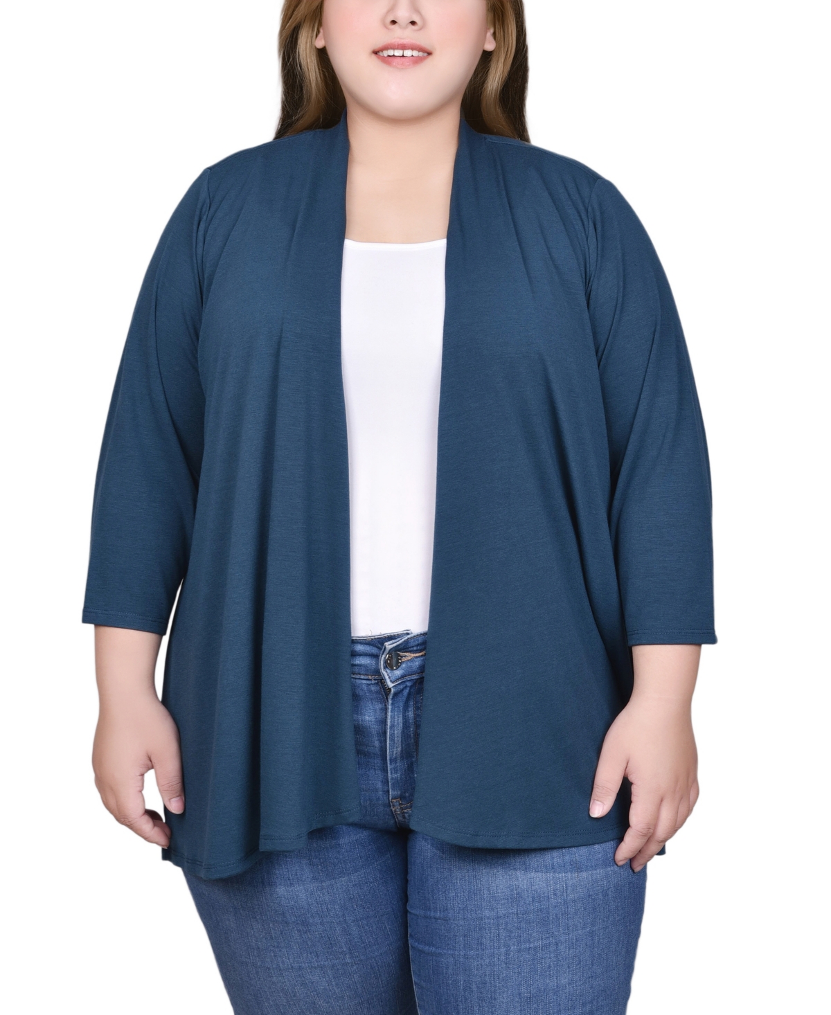 Ny Collection Plus Size Draped Open-Front Cardigan Sweater