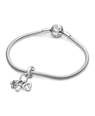 Cubic Zirconia Baby Bottle and Shoes Dangle Charm