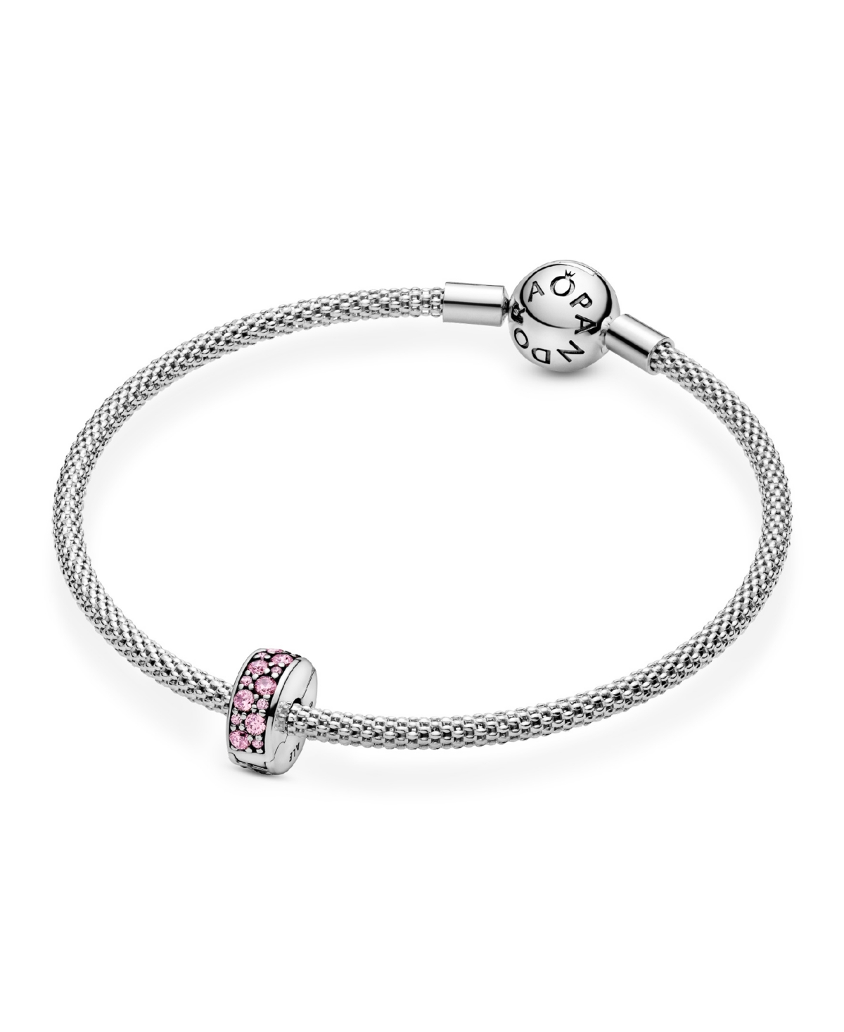 Shop Pandora Cubic Zirconia Pink Pave Fixed Clip Charm In Pink,gold