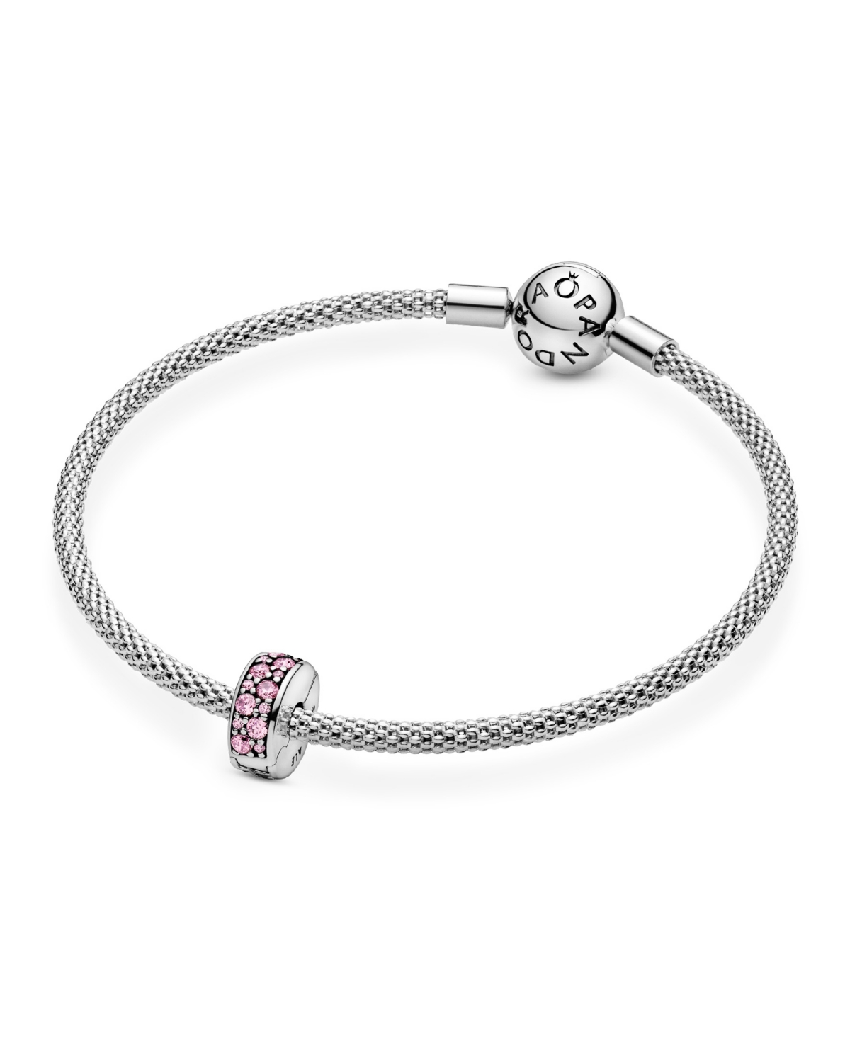 Pandora Cubic Zirconia Clear Pave Fixed Clip Charm In Rose Gold