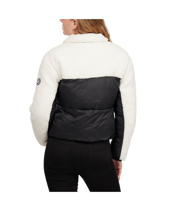 Hurley Women's Chelsea Cropped Quilted Jacket Mixed with Sherpa Macy's