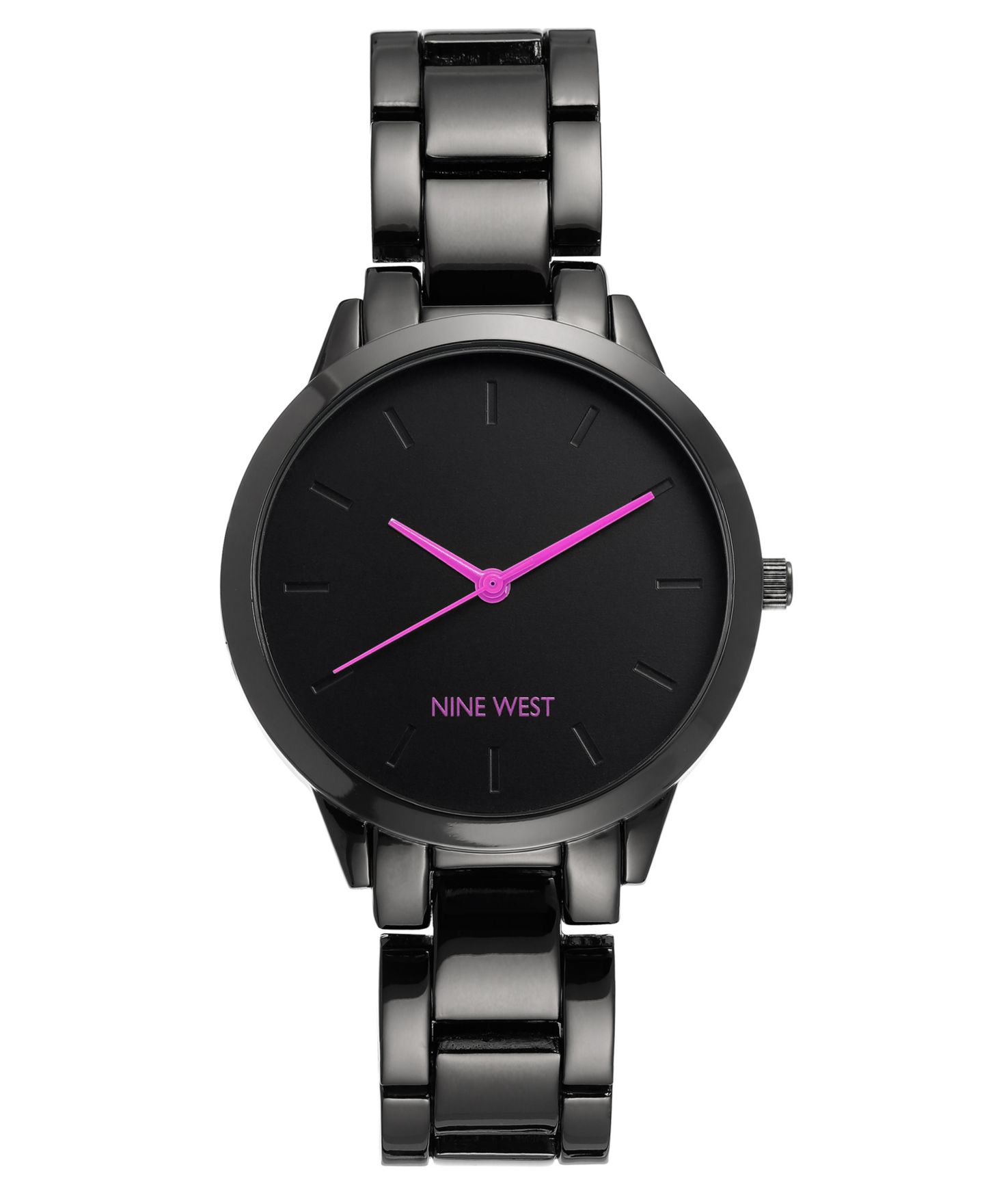 Женские часы Nine West Quartz Dark Gray Alloy Link Bracelet Watch, 36mm — фото 1