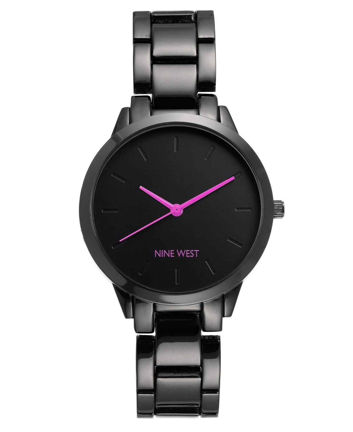 Nine West Women's Quartz Dark Gray Alloy Link Bracelet Watch, 36mm In Pink,dark Gray