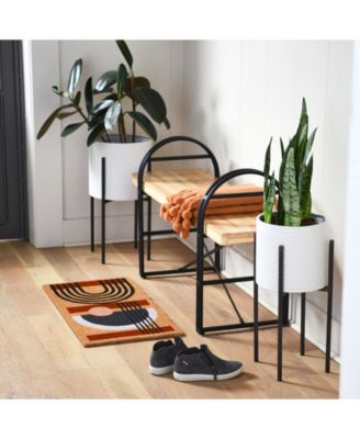 Modern Boho Embossed Metal Planters with Stands